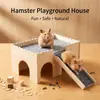 Juguetes de Madera para Hámster, Suministros para Escondite de Hámster Dorado, Artículos de Decoración para Nidos Pequeños, Productos de Casa Multifuncionales Duraderos Resistentes a la Mordida