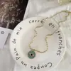 Amazon Cadena de Clavícula de Moda de Cobre con Colgante de Clip de Papel Ojo de Diablo Transfronterizo Europeo y Americano Estilo Redondo Simple Joyería para Mujer