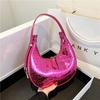Bolso Pequeño Brillante en Relieve para Mujer 2023 Popular Nuevo Color Sólido Versátil Bolso Luna Texturizado de Estilista Bolso de Hombro para Debajo del Brazo