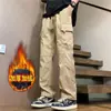 Pantalones de Trabajo Retro Americanos para Hombre con Forro Polar Otoño e Invierno Transfronterizos, Pantalones Deportivos Rectos de Moda para Senderismo al Aire Libre, Dropshipping