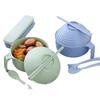 Tigela para Macarrão Instantâneo de Palha de Trigo com Tampa Utensílios de Mesa Tigela para Dormitório de Estudante Conjunto de Hashis, Garfo e Colher Tigela para Macarrão Instantâneo com Tampa