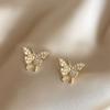 Pendientes pequeños con forma de mariposa de diamante para mujer, modernos y elegantes, con clip para la oreja, de estilo frío y popular en Internet.