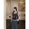 Tiro real~Conjunto de dos piezas de camisa base de terciopelo de cuello alto dulce y picante + camisola de terciopelo en capas de principios de otoño