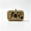 Bolso de noche de mujer nuevo estilo transfronterizo, con diamantes de cristal hueco, exquisito, incrustaciones de diamantes franceses, sensación de alta gama, lujo ligero, bolso de mano para la noche, mujer