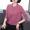 Temperamento Camiseta Feminina Nova de Manga Comprida, Roupa Externa Solta, Estilo Estrangeiro, Top para Mães de Meia-Idade e Idosas, Camiseta Básica