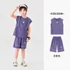 Conjunto de Chaleco sin Mangas para Niños Duoduo, Colores de Verano Bloqueados, Shorts Deportivos Transpirables de Baloncesto, Conjunto de Dos Piezas para Niños