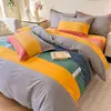 Nueva colección de otoño e invierno: Juego de ropa de cama de cuatro piezas engrosado, 100% algodón, cepillado, algodón puro, cálido, y viene en un paquete resistente, disponible para camas individuales o dobles