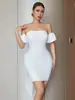 Vestido Nuevo Transfronterizo con Lazo Grande en la Espalda, Mangas Abullonadas que Envuelven el Pecho, Elegante Vestido de Noche para Pasarela y Fiesta