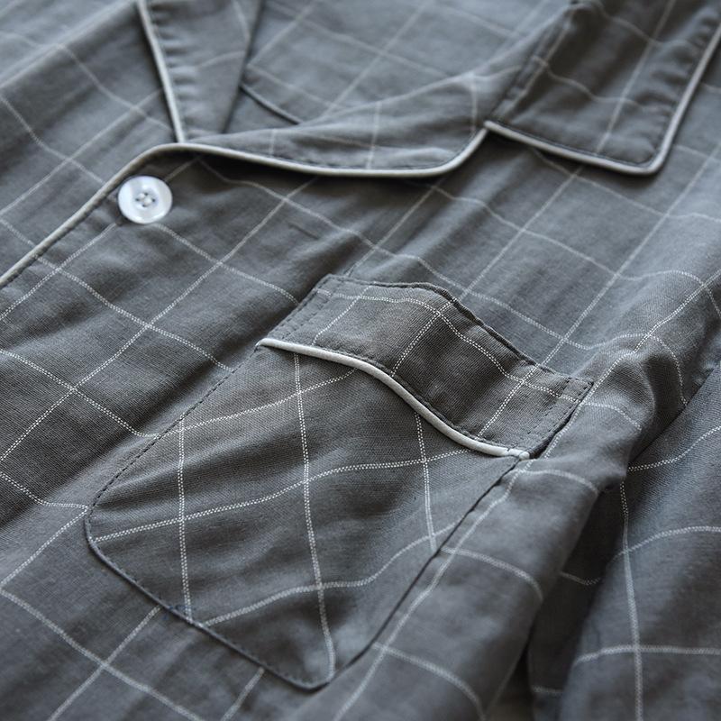 格子纱布短短套装