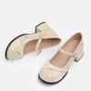 Zapatos Mary Jane de Primavera y Otoño Pueden Ser Zapatos de Dama de Honor para Mujeres para Usar Diariamente Tacones Gruesos, Boca Baja Zapatos de Salón, Tacones Altos de Una Sola Línea, Blanco