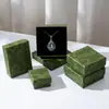 Caja de Regalo de Esmalte Verde Retro para Joyería, Caja para Pendientes y Anillos, Caja de Regalo de Joyería de Alta Gama, Caja para Joyería de Colgante