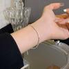 Pulsera cuadrada de pareja de plata rota simple para mujer de Corea del Sur, elegante y fresca, combina con todo, joyería de mano de alta calidad al por mayor