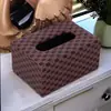 Caja de Pañuelos de Papel Texturizada para Uso Doméstico, Impermeable y Resistente al Desgaste, Logo Personalizable, Caja de Almacenamiento de Cuero para Oficina y Hotel, Moderna y Sencilla