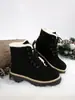 Comercio Electrónico Transfronterizo Otoño/Invierno 2026 Botas de Nieve para Mujer Botas Cortas Caña Corta Botas Cálidas Con Cordones Tacón Cuadrado Estilo Coreano Zapatos de Algodón