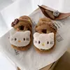 Lindas Pantuflas de Algodón con Suela Gruesa para Mujer con Diseño de Lunares y Lazo de Gato, Novedad Invierno 2026, Zapatos Peludos Cálidos y Cómodos para el Hogar