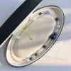 Collar Gargantilla de Cadena para Clavícula de Alto Grado con Diseño Vanguardista de Lapislázuli Natural y Perla de Cristal Hecha por el Hombre