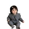 Macacão de Malha Elegante com Laço para Meninas Outono e Inverno Roupas de Bebê Roupa Cover-Up Quente Coreana para Sair