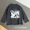 Camiseta unissex de manga curta, modelagem solta, com estampa de retrato retrô de um jovem rico melancólico, estilo rock e hip-hop americano, com bolso, moderna