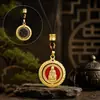 Pingente Colar Thangka Estilo Chinês Criativo com Incrustação de Agarwood Ornamento Pingente de Madeira Esculpida de Alta Qualidade Mascote Brinquedo Cultural para Homens e Mulheres