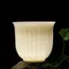 Taza de Porcelana de Jade Blanco Puro con Tallado Sombreado Flotante del Sutra del Corazón, Taza Personal para Cata de Té, Logo al por Mayor