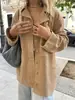 Chaqueta retro de gamuza sintética europea y americana para mujer, holgada oversize, cuello de solapa, gabardina estilo workwear, cárdigan casual fluido para mujer