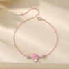 Pulsera de diseño original con forma de hongo de amor en plata de ley con forma de corazón para niña, pulsera de goma rosa en oro rosa, cuentas de concha, joyería al por mayor