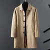 Cortavientos de longitud media para hombre, Primavera y Otoño, Cuello de solapa, Casual, Hasta la rodilla, Holgado, Negocios, Buff, Delgado Atractivo, Estilo Yamamoto, Talla grande