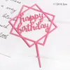 Una variedad de tarjetas de acrílico gruesas para pastel decoración de mesa de postres hermosa simple inglés feliz cumpleaños amor enchufe