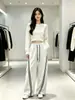 Calça de trabalho feminina de perna larga com listras laterais, nova coleção outono/inverno, cintura alta, fluida, solta, casual, perna reta, esportiva