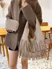 Bolso de Hombro con Borlas Escarchadas Transfronterizo para Mujer Moda Cuero Europeo y Americano Bolso Cruzado Retro Bolso de Mujer Bolsos