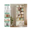 Estantería de Piso Estante de Almacenamiento Sala de Estar Almacenamiento de Pared Integrado Exhibidor Gabinete de Almacenamiento Madera Maciza Librero para el Hogar con Puerta de Gabinete