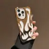Funda para Teléfono con Patrón de Llama Electrochapada Adecuada para Apple 17Promax, Anticaídas en las Cuatro Esquinas, 15/14 Mate, 11 con Disipación de Calor Hueca