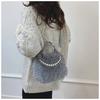 Invierno Combinable Esponjoso Portátil Bolsa Pequeña Moda Perla Bolso Cuadrado Pequeño Otoño e Invierno Texturizado para Mujer Bandolera Mao Mao