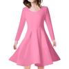 Vestido de meninas com estampa digital 3D transfronteiriça, cor sólida, fofo e estiloso, saia tutu de manga comprida europeia e americana