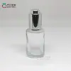 Botella de Vidrio Cilíndrica Transparente de Hombro Plano de 30 ml Botella para Aceite Esencial Bomba Dosificadora de Presión Escarchada para Subempaque de Cosméticos