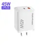 Cargador AC cuadrado de 45W con diseño de dientes, adaptador de corriente de 5V 2A 12W, cargador de carga rápida PD 20W + QC 3.0