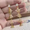 Brincos Longos Irregulares Banhados a Ouro para Mulheres, Estilo Étnico com Strass, Pingentes de Orelha de Franja Geométrica, Novo Design de Moda Transfronteiriça de Alto Padrão