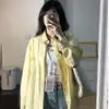 Patrón de Bordado de Toalla Camisa de Mujer Rayas Amarillas Estilo Casual Japonés y Coreano Nuevo Estilo Top Holgado Chaqueta con Bordado de Cachorro