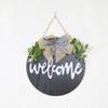 Corona de ramo de rosas de tienda de limones verdes, decoración del hogar, placa de puerta de bienvenida, colgante, listado comercial, se puede personalizar