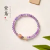 Diseño de Pulsera de Amatista Dulce y Soñadora, Pulsera de Cristal con Cuentas Estilo Chino, Temperamento, Moda, Joyería Fresca y Fresca al por Mayor