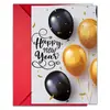 Set de Tarjeta de Felicitación y Sobre con Globos Negro y Dorado de Año Nuevo, Tarjetas de Bendición Festiva, Decoración Romántica, Esenciales para Regalar, Pedido Mínimo de 10 Juegos