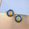 Pendientes de Estilo Étnico Aguja de Plata 925 Metal Esmalte Cloisonné Pendientes de Lazo Versátiles Moda para Vacaciones en la Playa