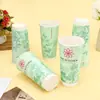 Vaso de Papel Desechable para Té de Leche con Tapa para Empaque de Cafetería, Vaso Grueso Doble Mate para Bebidas Calientes, Uso Comercial, Personalizable