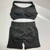En Stock Dfyne Mismo Estilo Conjunto de Yoga de Alta Elasticidad Sujetador Halter y Conjunto de Shorts Conjunto de Yoga Fitness sin Costuras