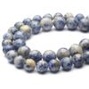 Cuentas de cristal azul blanco natural hechas a mano, pulsera, collar, accesorios, material de cuentas