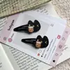 Lindo pasador de pelo de gatito negro trabajador, pinza BB dulce para flequillo, accesorio de pelo de dibujos animados para niñas, tendencia popular en línea