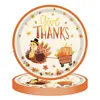 Nuevos suministros de decoración para fiestas temáticas de Acción de Gracias, hoja de arce de dibujos animados, pavo, plato de papel, vajilla, juego de decoración navideña