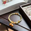 Pulsera de Cuentas Redondas de Jade de Seda Dorada Hotan de Xinjiang Natural para Mujer Exquisita DIY Multi-Gema Pulsera de Cuentas Ábaco Prosperidad Suerte