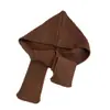 Cachecol echarpe com capuz de uso duplo para outono e inverno para mulheres, cor sólida, espessado, quente e à prova de vento, chapéu de tricô
