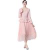 Ropa Casual para Mujer, Elegante y Grácil, Entallada en la Cintura, Vestido Estilo Chanel, Falda Larga Plisada de Imitación de Dos Piezas para Mujer con Cinturón